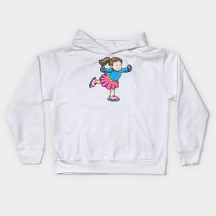 Girl at Ice skating with Gloves Kids Hoodie